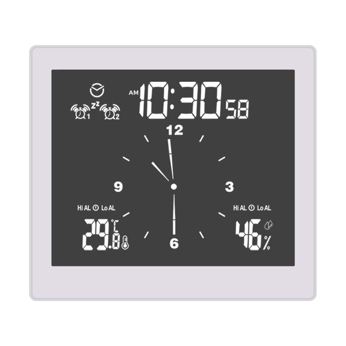 Maxbell Desktop Wall Digital LCD Shower Clock Humidity Temperature LCD Display White