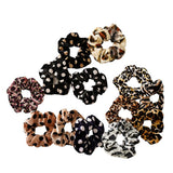 Max Women Velvet Hair Scrunchie Leopard Ponytail Holder Elastic Hair Bands Ropes