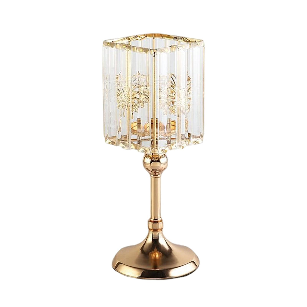Maxbell Modern Crystal Candle Holder Candlestick Elegant for Tabletop Holiday Decor S 11cmx11cmx26cm