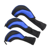 Maxbell 3Pcs/Set Golf Club head cover Set Golf Club Headcovers Set Long Neck Mesh Blue