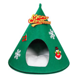 Maxbell Christmas Cat Sleeping Bed Warm Nest Kitten Cave Tent Dog Bed Pet Cat House Green