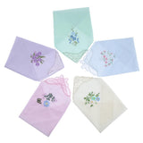 Max Women Ladies Cotton Floral Embroidery Handkerchiefs Lace Hankie Set of 5