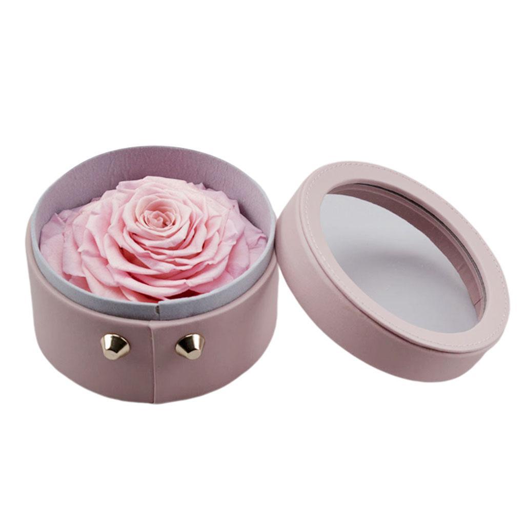 Max Finished Preserved Flower Round Hollow-out Leather Gift Box Pink