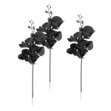 Maxbell Artificial Orchid Flowers 3 Pcs Fake Orchid Stems Decor Faux Flower for Home Black