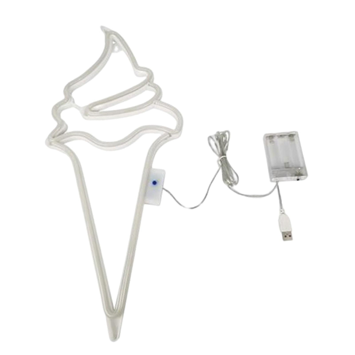 Maxbell Ice Cream Neon Sign Lights 8 Light Modes Wall Hanging Decor Outdoor white and blue