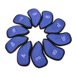 Maxbell 10Pcs/Pack Meshy Golf Iron Covers Set Headcover Fit Most Irons  blue