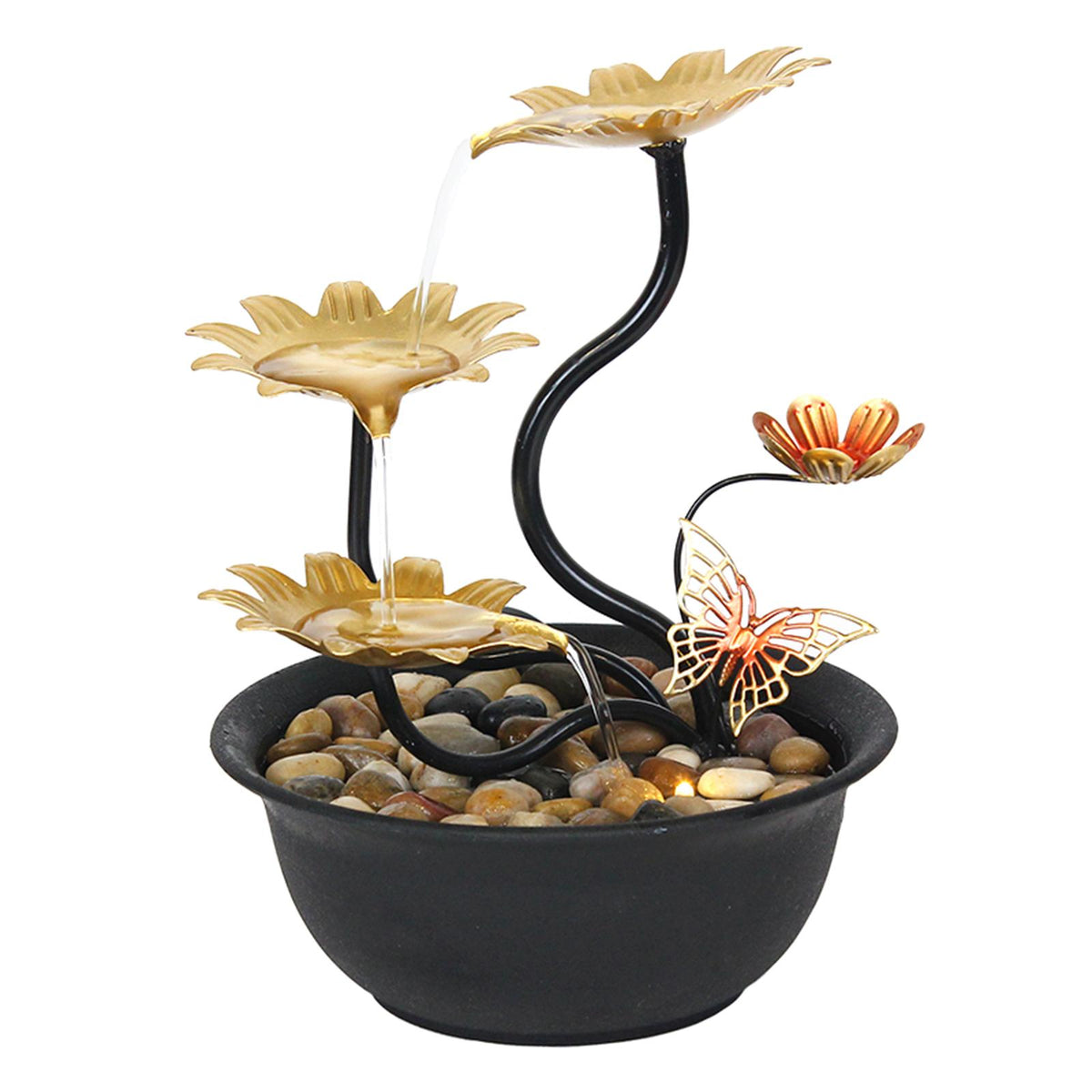 Maxbell Tabletop Water Fountain Waterfall Ornament LED Lights USB Living Room