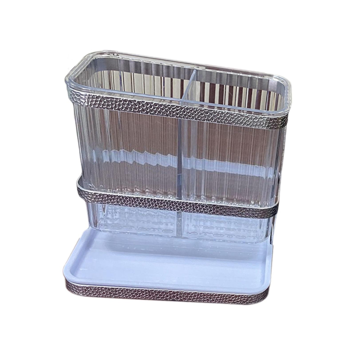Maxbell Utensil Caddy Punch Free Wall Mounted for Makeup Brush Desktop Restaurant White with silver