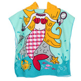 Maxbell Kids Surf Beach Hooded Poncho Changing Robe Pool Bath Towel Blue Mermaid