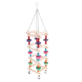 Max Bird Parrot Wooden Stand Perches Toy Hanging Swing Ladder Climb Chewing Toy