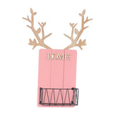 Max Wall Mounted Caddy Basket Shelf Organizer Holder with Wooden Board Pink
