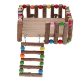 Maxbell Small Animal Wooden Platform Climbing Ladder Kits for Hamster Rat Square S
