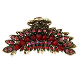 Maxbell Women Large Hair Claw Jaw Clips Metal Rhinestones Crystal Hairpin Red