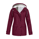 Maxbell Hoodie Soft woman Jacket Windproof Rain Coat Outdoor Winter Warm Outwear Red M
