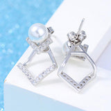 Maxbell Geometric V-Shaped Simulated Pearl Crystal Earrings Ear Studs Female Earring