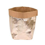 Max Washable Kraft Paper Bag Plant Flowers Pot Storage Bag 13x13x23cm Rose Gold