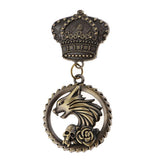 Maxbell Punk Skull Rose Dragon Head Wheel Pendant Crown Badge Uniform Brooch Pin