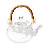Maxbell Glass Tea Pot with Infuser Wood Handle Carafe for Loose Leaf Beverage Milk