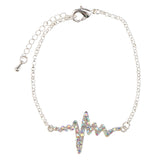 Maxbell Novelty Heartbeat Bracelet Bangle Unisex Bangle Silver Colorful Crystal