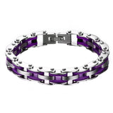 Maxbell Men Jewelry Stainless Steel Bicycle Purple Hand Chain Charm Bangle Bracelet