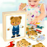 Maxbell Wooden Bear Change Clothes Puzzles Jigsaw Educational Toy Children Kids