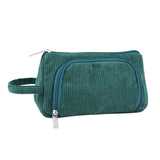 Maxbell Corduroy Cosmetic Organizer Portable Makeup Pouch for Outdoor Activity Green