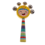 Max Orff Instrument Cute Wood Hand Jingle Bell Rattle Drum Kids Sound Toy Yellow