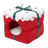 Maxbell Xmas Box Shaped Cave House Semienclosed Warm Nest Dog Bed Tent Cat Beds