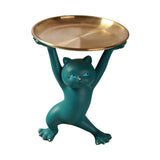 Maxbell Resin Cat Figure with Tray Animal Crafts for Party Bar Bedroom Green