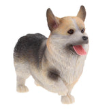 Max Resin Craft Standing Corgi Dog Figurine Home Decor Collectibles Three-colour