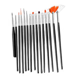 Maxbell 15x Painting Brushes Nail Drawing Pen for Making Dots Polish Art Decorations Black