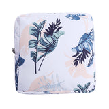 Maxbell Washable Sanitary Napkin Storage Bag Toiletry Pouch Nursing Girls Ladies white leaves
