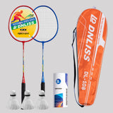 Maxbell 2Pcs Badminton Racket Lightweight 2 Player Badminton Racquet for Adults Kids  3xShuttlecock 1xBag Red and Blue