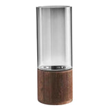 Maxbell Modern Flower Vase Wood Base Cylinder Vases Table Centerpiece Glass Vase M