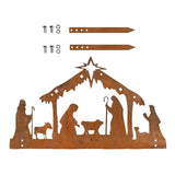 Maxbell Nativity Scene Silhouette Metal Nativity Religious Figure for Lawn Patio 30cmx19cm Brown