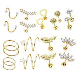 Maxbell Stud Earrings Smooth Geometric Feather 20 Pieces for Christmas Day Wedding