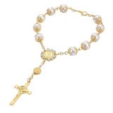 Maxbell Religious Cross Bracelet Crucifix Classic Rosary Retro for Birthday Aureate