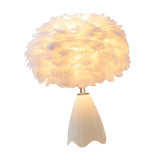 Maxbell Feather Shade Table Lamp Night Light NightStand Lamp for Bedside Decoration White