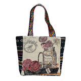 Maxbell Women Canvas Shoulder Bag Vacation Lightweight Shopping Bag Satchel Casual Flower