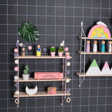 Max 3 Layer Wall Hanging Wooden Shelves Floating Wall Shelf Home Decor Pink