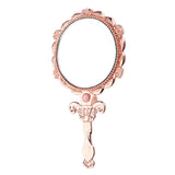 Maxbell Vintage Round Handheld Makeup Vanity Folding Compact Mirror with Handle Rose Gold