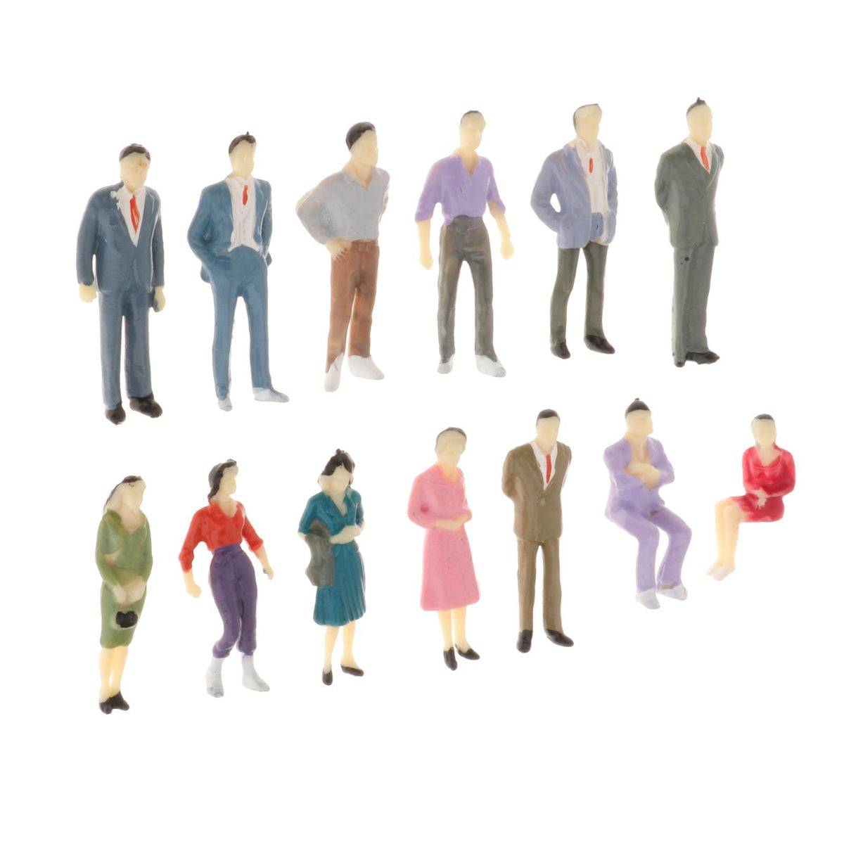 Maxbell 13pcs Model Trains 1:50 Painted Figures O SCALE People Standing Seated
