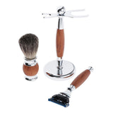 Maxbell Mens Shaving Kit Gift Set w/5 Layer Blade Razors Brush & Stand Holder Brown