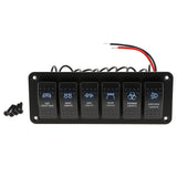 Maxbell 6 Gang Rocker Resetting Switch Panel 12/24V Circuit Breaker Car Marine Boat