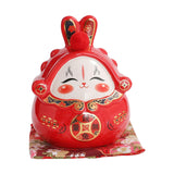 Maxbell Chinese Rabbit Bunny Statue Piggy Bank Lovely Dashboard Decor Office Red