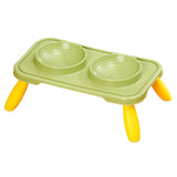 Maxbell Double Dog Bowls Food and Water Bowls Pet Feeder Cat Food Bowls for Dogs Green Yellow