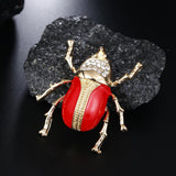 Maxbell Vintage Enamel Crystal Insect Brooch Insect Beetle Bug Brooch Pin Red
