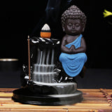 Max Maxb Ceramic Porcelain Buddha Backflow Incense Burner Ceramic Cones Holder Blue