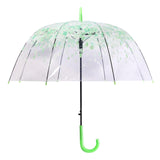 Maxbell Cherry Blossom Clear Bubble Umbrella Transparent Umbrella for Girl Women Green