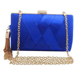 Maxbell Womens Elegant Tassel Pendant Silk Evening Party Clutch Bag Blue